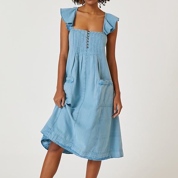 Anthropologie Pilcro Flutter Sleeve Midi Dress - Picture 3 of 8